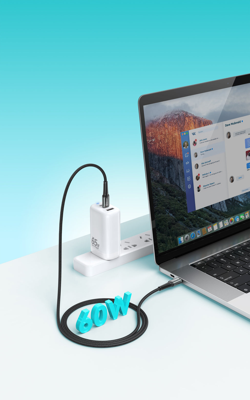 90 Percent Voltix90 Core – USB-C to USB-C Braided Cable, 2M