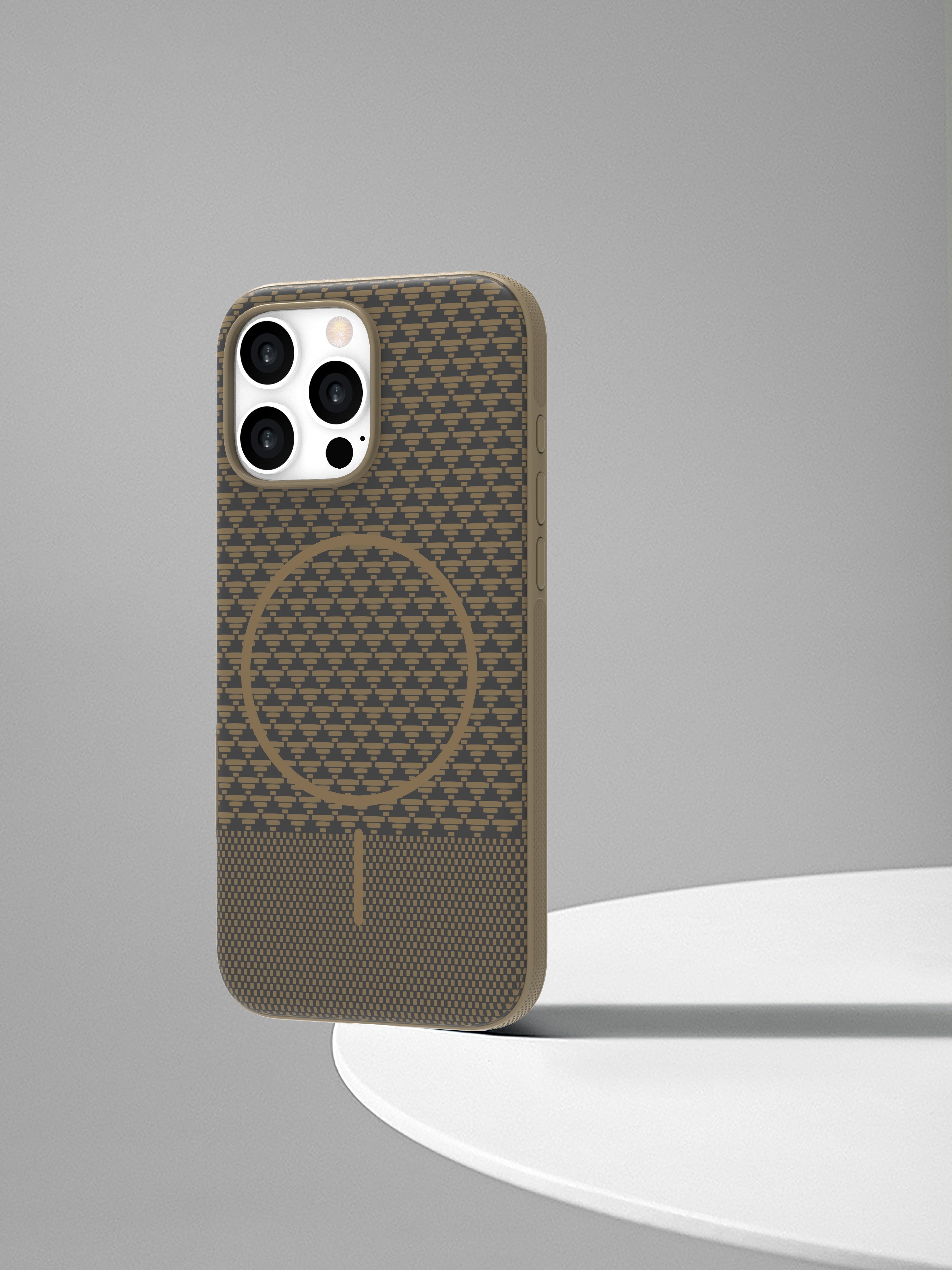 LZEL Magcarbon Splice Case for iPhone 16 Pro Max | Brown Carbon