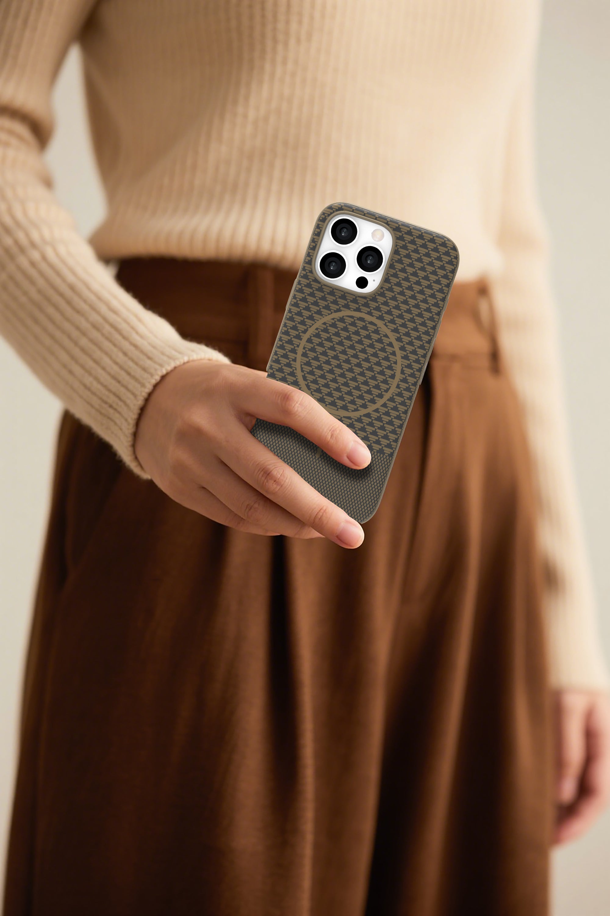LZEL Magcarbon Splice Case for iPhone 16 Pro | Brown Carbon