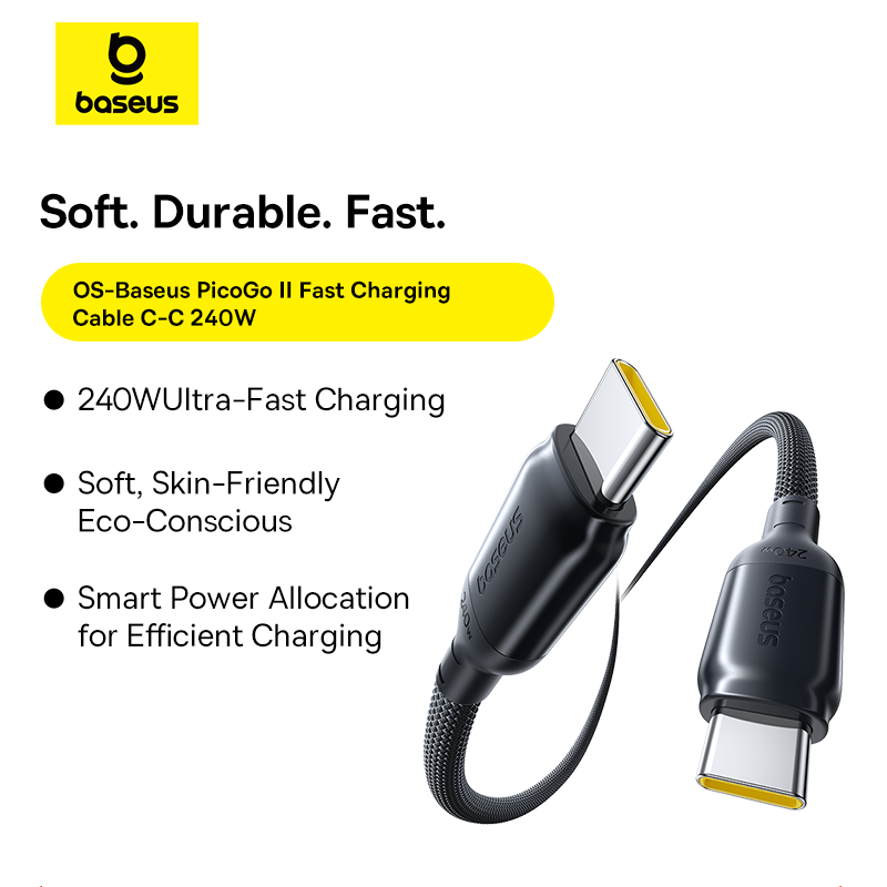 Baseus PicoGo Ⅱ Ultra Fast Charging Cable USB-C to USB-C 240W 1m | Black