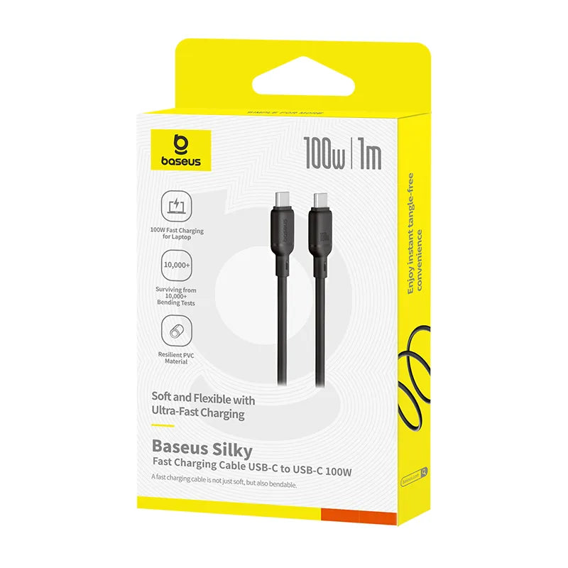 Baseus Silky Fast Charging Cable USB-C to USB-C 100W 2m | Cluster Black