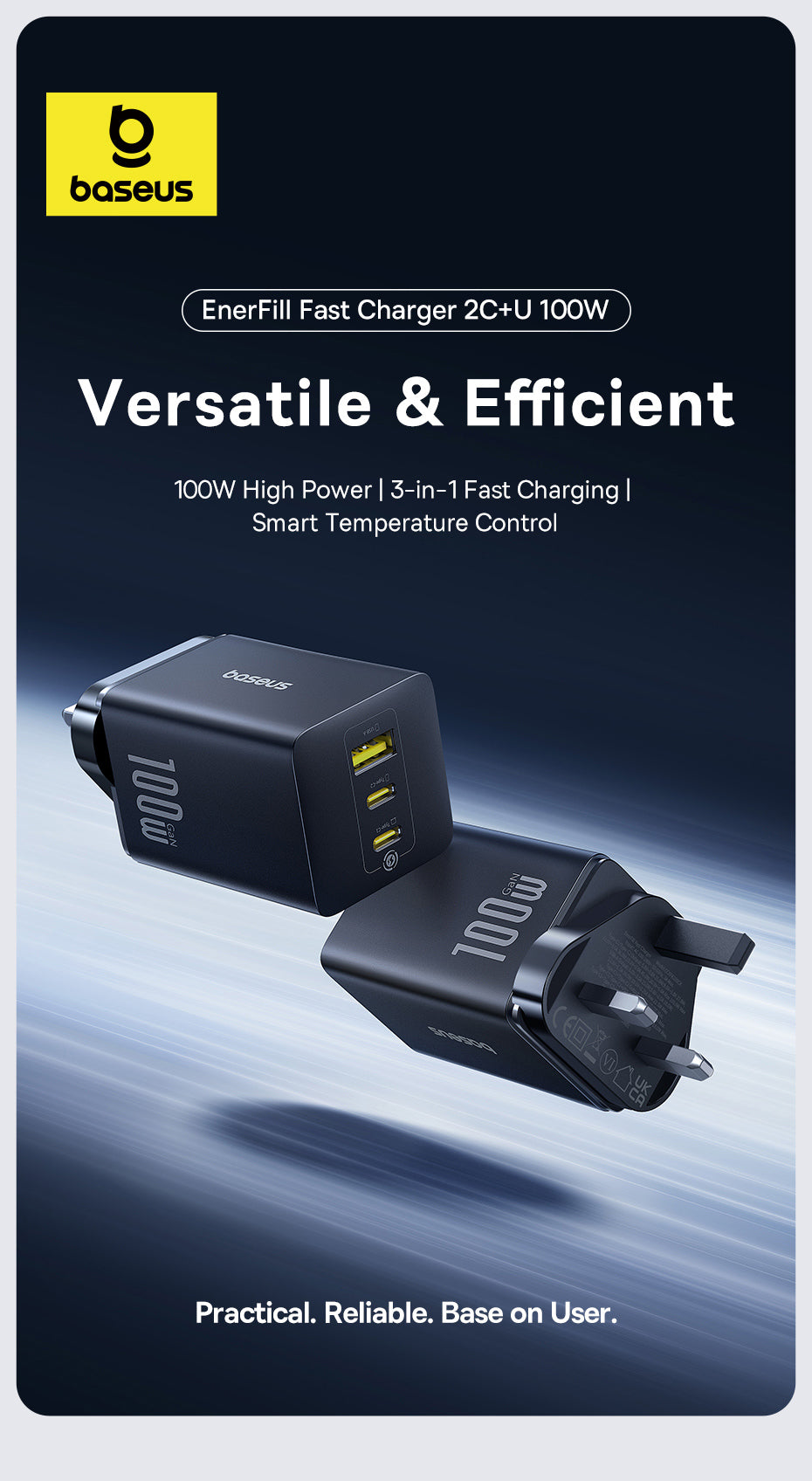 Baseus EnerFill FE11 Fast Charger 2C 100W | Cosmic Black