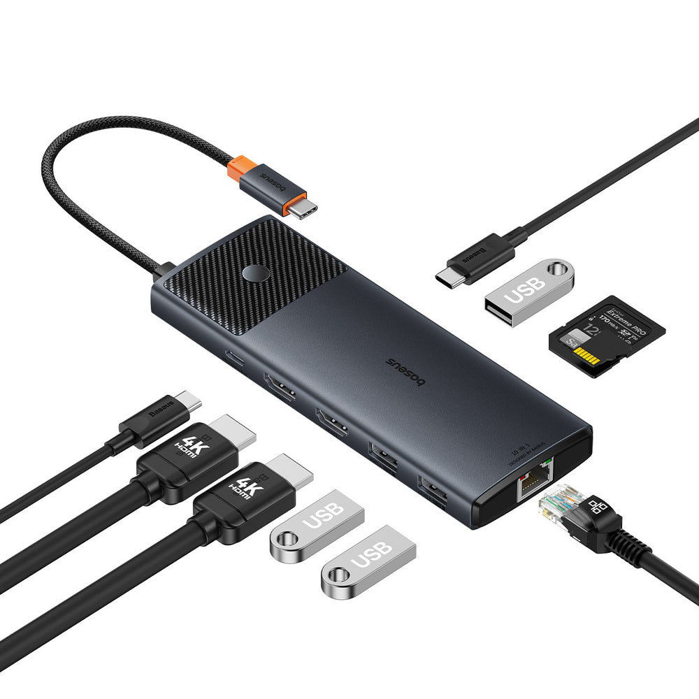 Baseus Metal Gleam II 10-in-1 USB HUB Dual Display | Cosmic Black