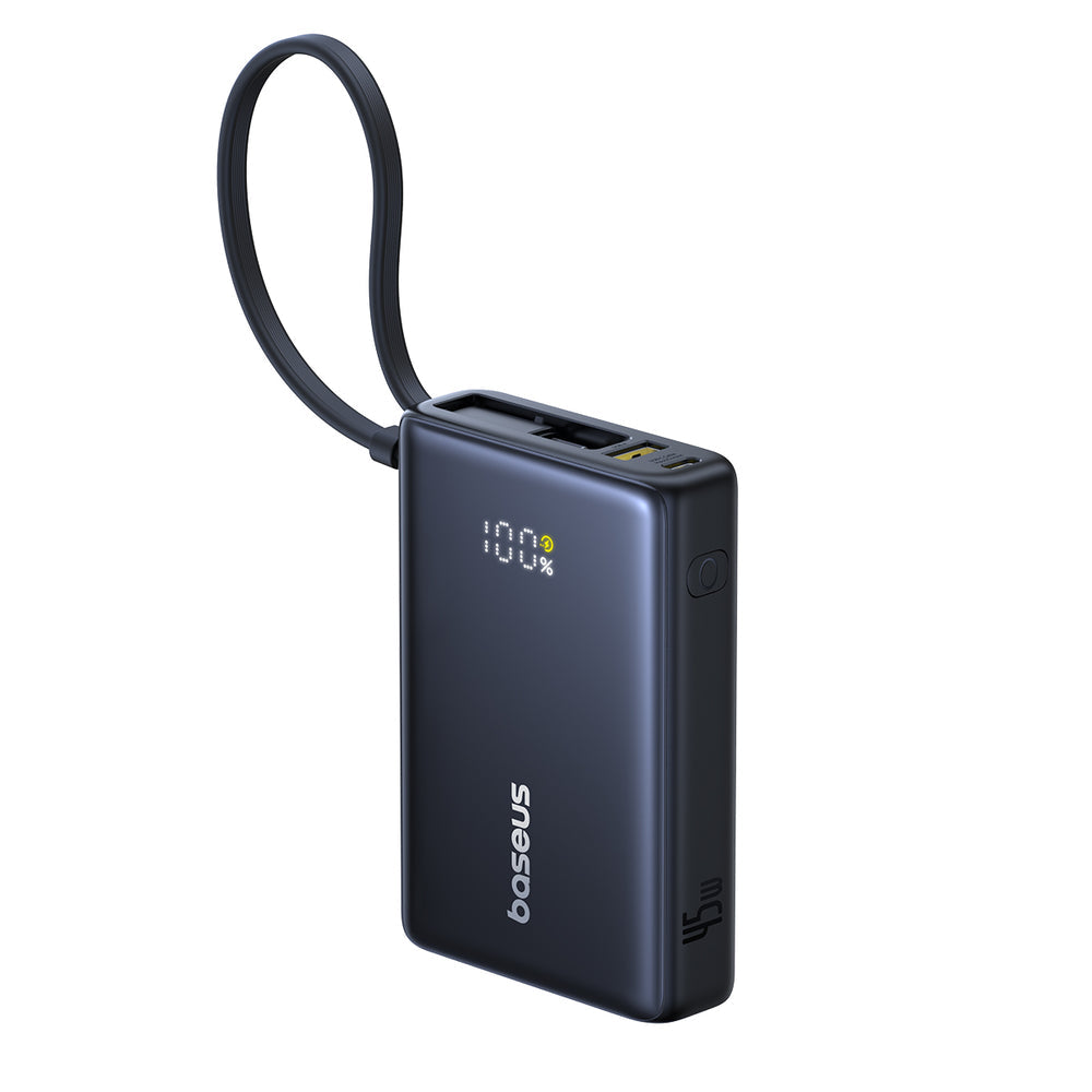 Baseus PicoGo Digital Display Power Bank with Built-in UBB-C Cable 10000mAh 45W | Cosmic Black