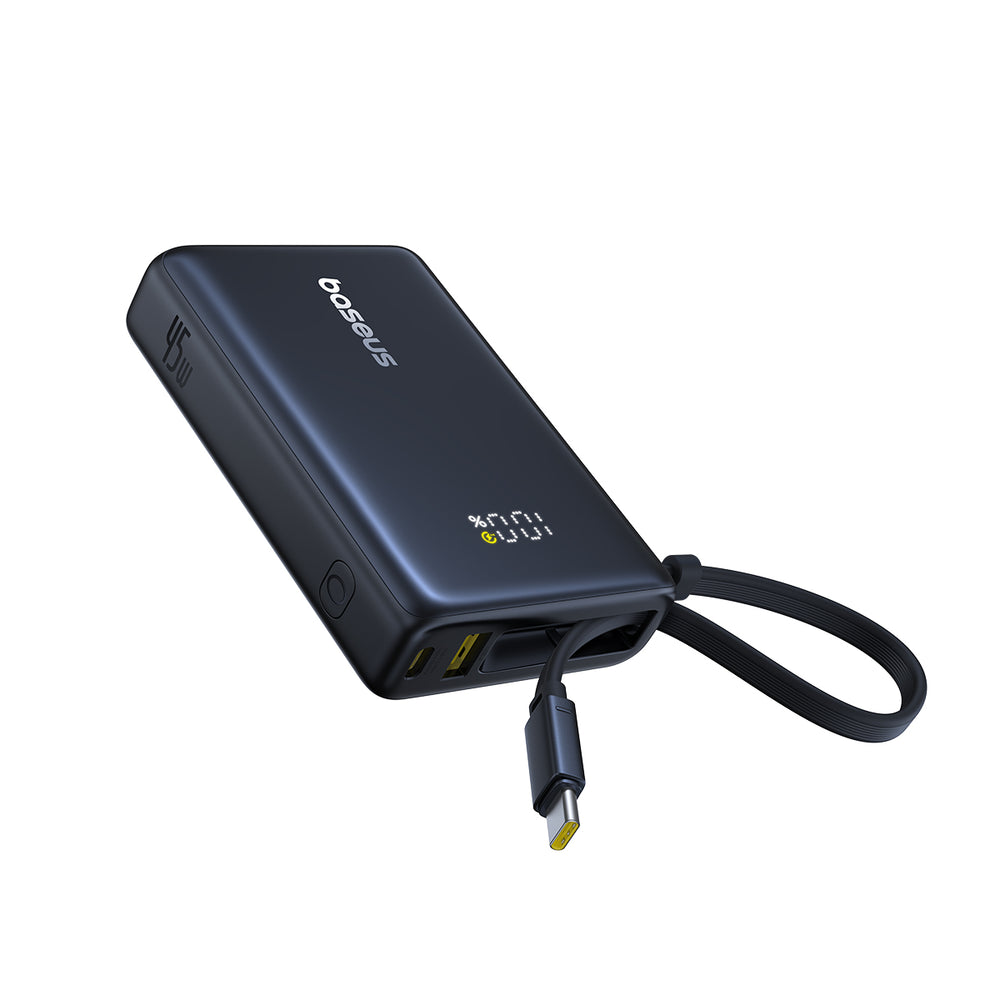 Baseus PicoGo Digital Display Power Bank with Built-in UBB-C Cable 10000mAh 45W | Cosmic Black