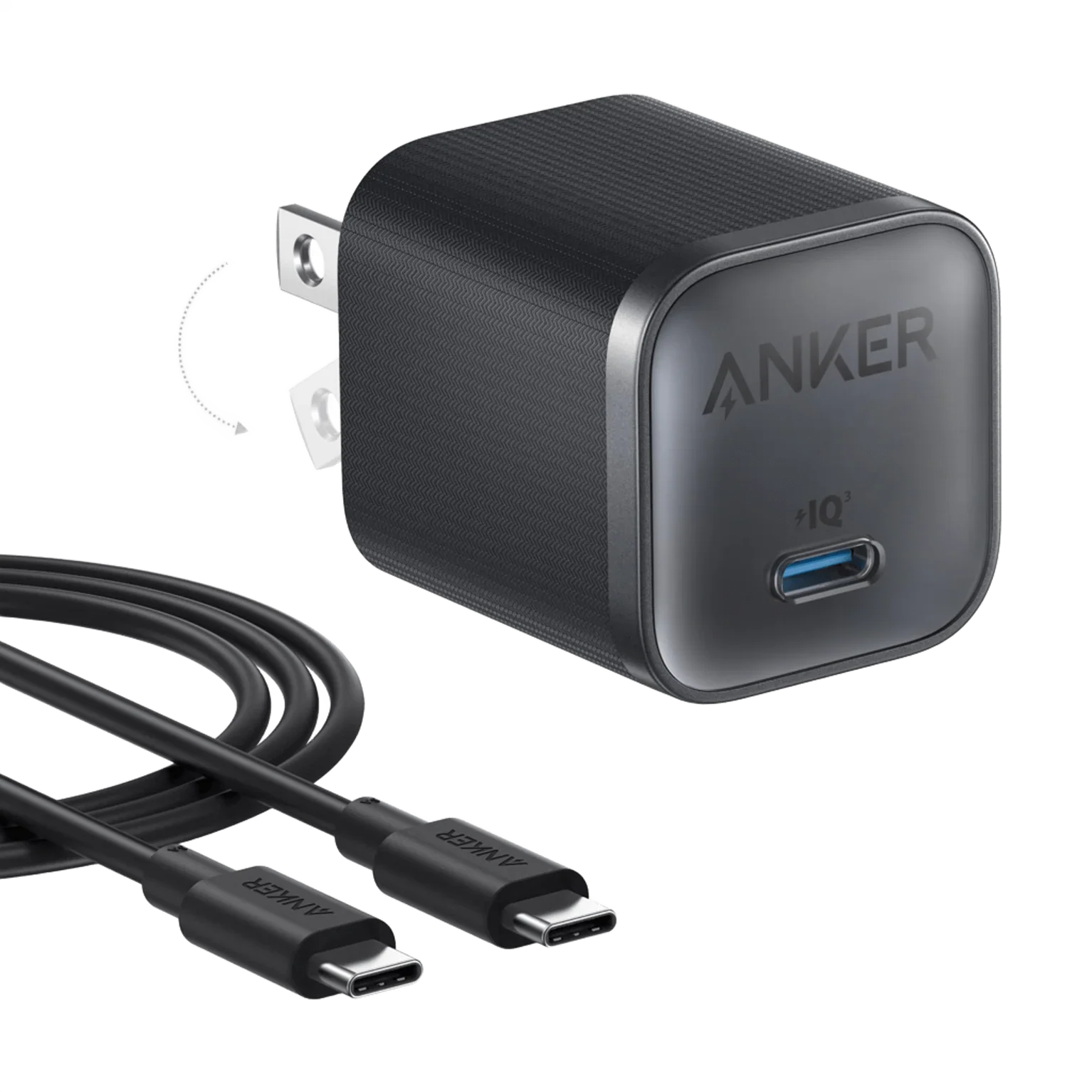Anker Nano Charger 45W with USB-C to USB-C Cable | Black