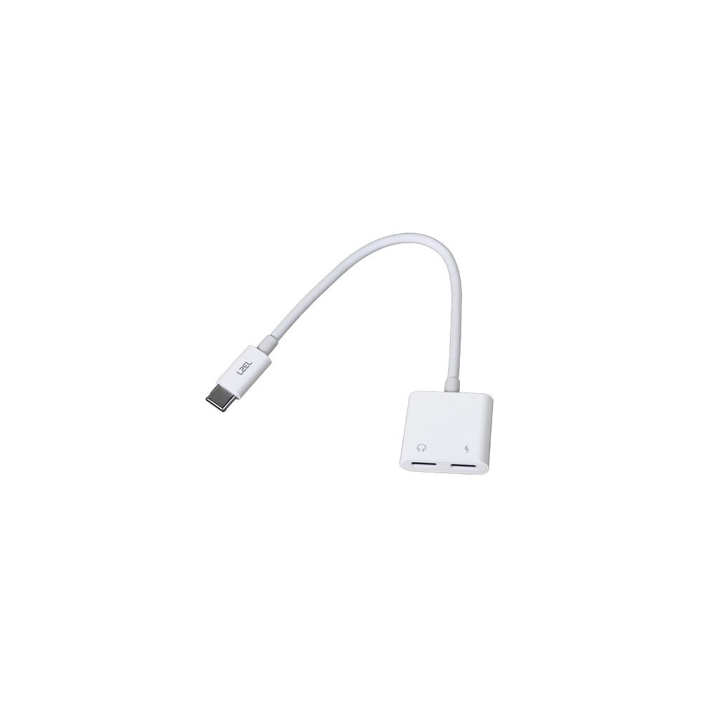 LZEL Hubduo Nexus Dual USB-C Headphone And Charger Adapter 20cm | White