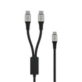 LZEL Celeris Power C Twin Fabric Braided  100W USB-C to USB-C X 2 With Splitter Cable 1.2m | Black
