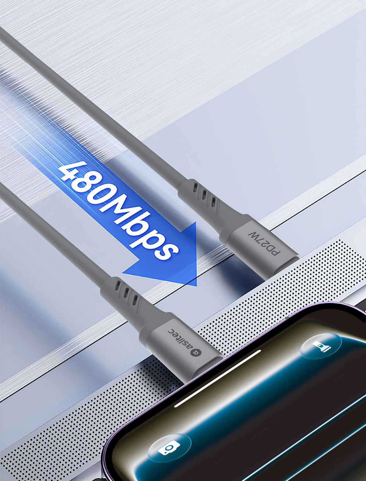 aslitec GRAPHENEX SYNC High-Speed Fast Charging & Data Cable – USB-C to Lightning