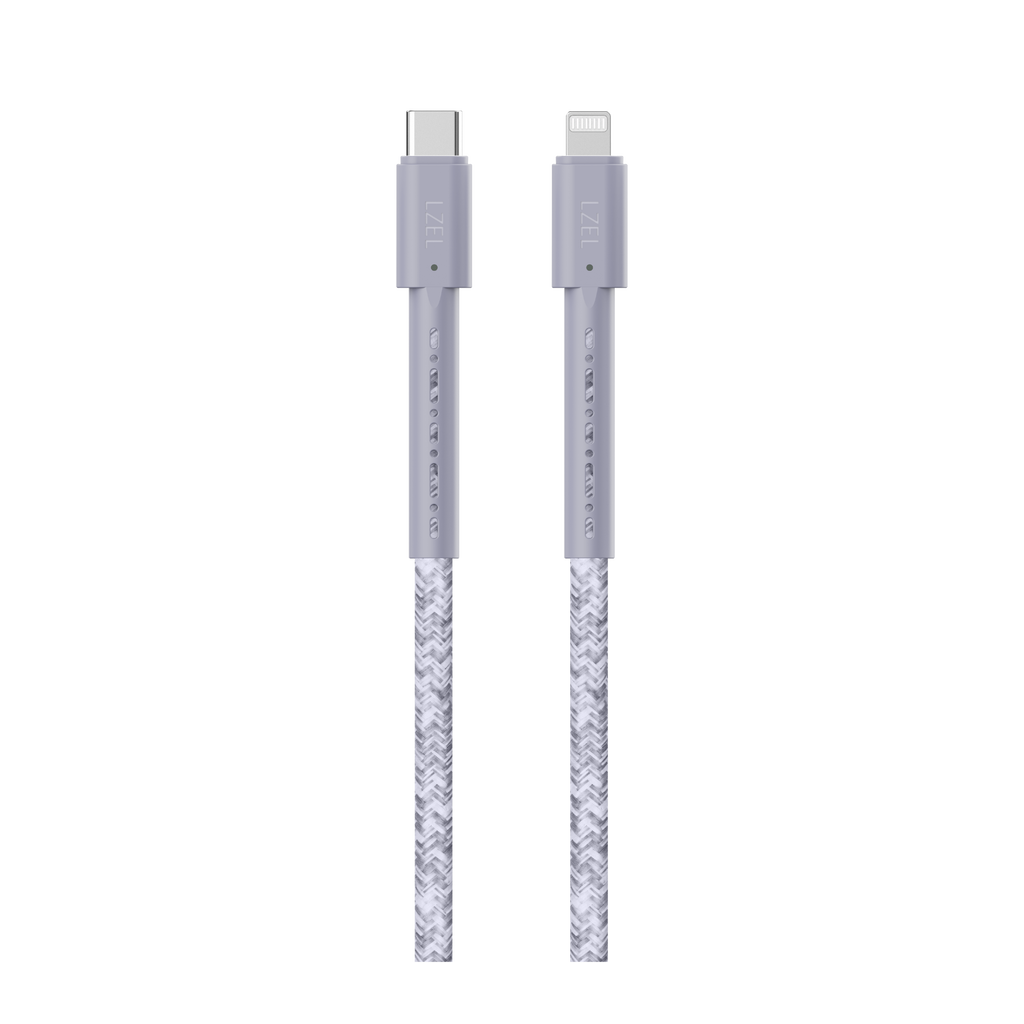 LZEL Celeris Charge CXL Braided USB-C to Lightning Cable, 480Mbps, 60W Max, 2m | Gray