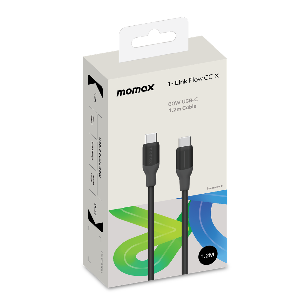 Momax 1-Link Flow 60W USB-C to USB-C Cable 1.2m | Black