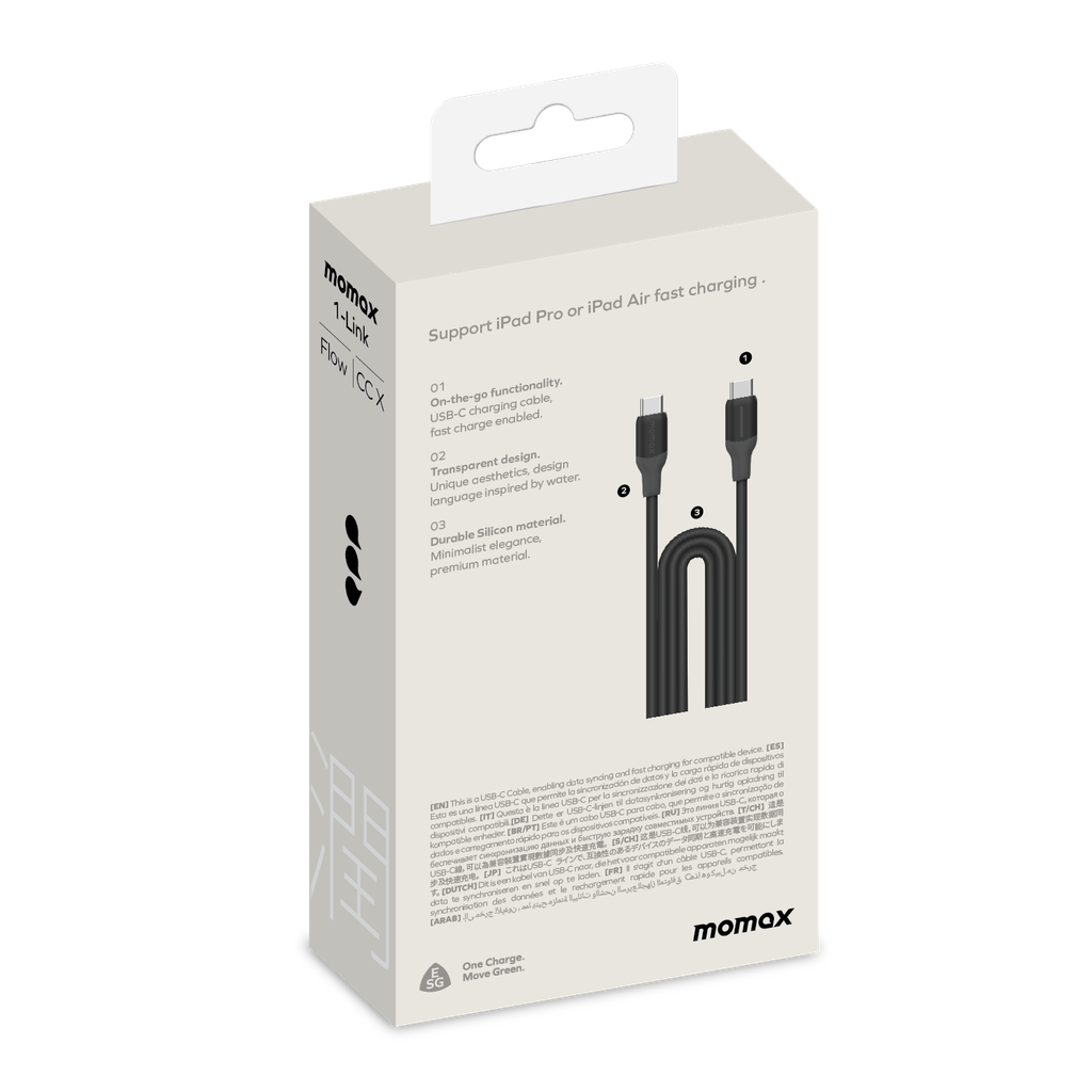 Momax 1-Link Flow 60W USB-C to USB-C Cable 1.2m | Black