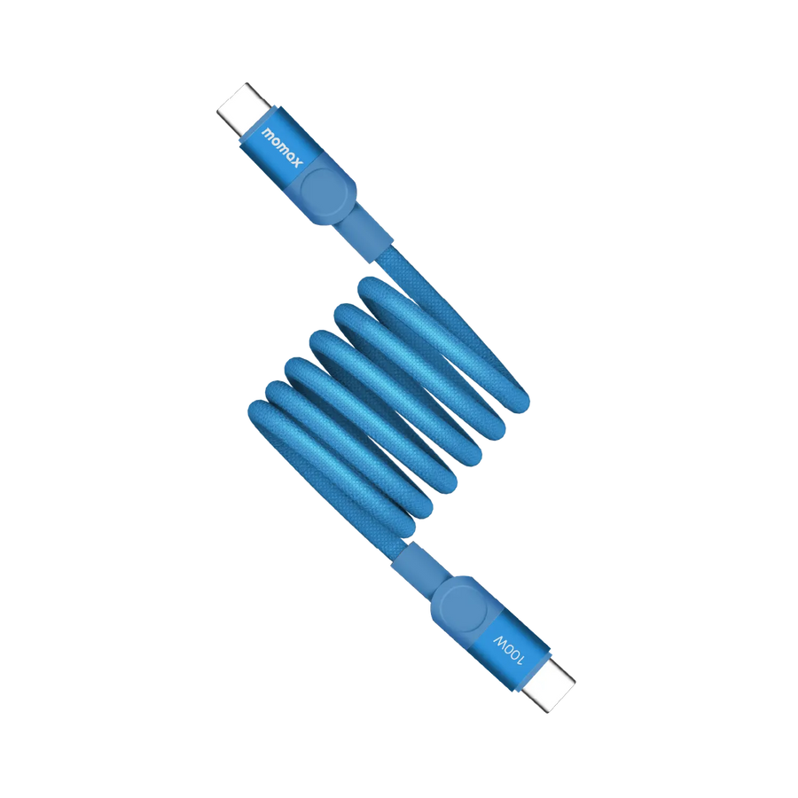 Momax Mag-link 100w Usb-c To Usb-c Magnetic 1m Cable | Blue