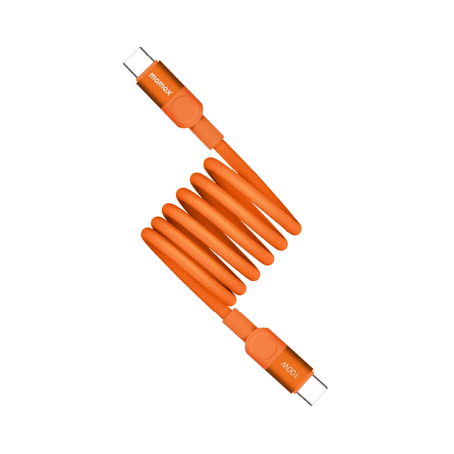 Momax Mag-link 100w Usb-c To Usb-c Magnetic 1m Cable | Orange
