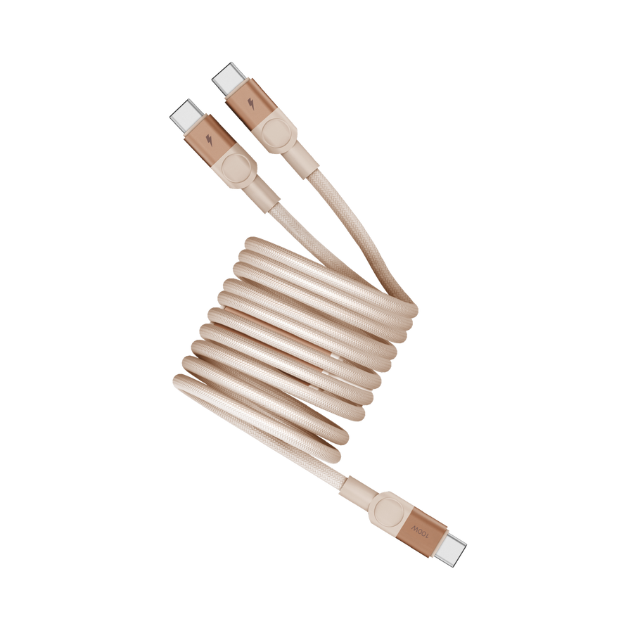 Momax Mag-link 100w Usb-c To Dual Usb-c Magnetic 2m Cable | Desert Titanium