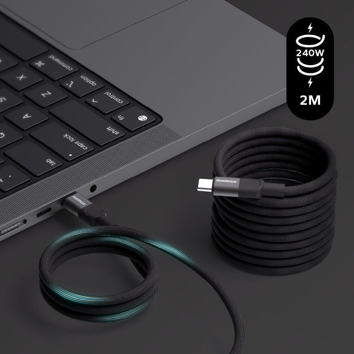 Momax Mag.link 240W USB-C to USB-C Magnetic Cable 2m | Black