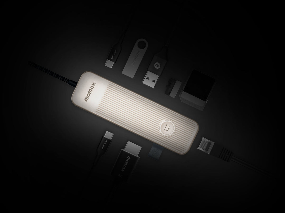 Momax OneLink 8-in-1 Multi-Function USB-C Hub | Titanium
