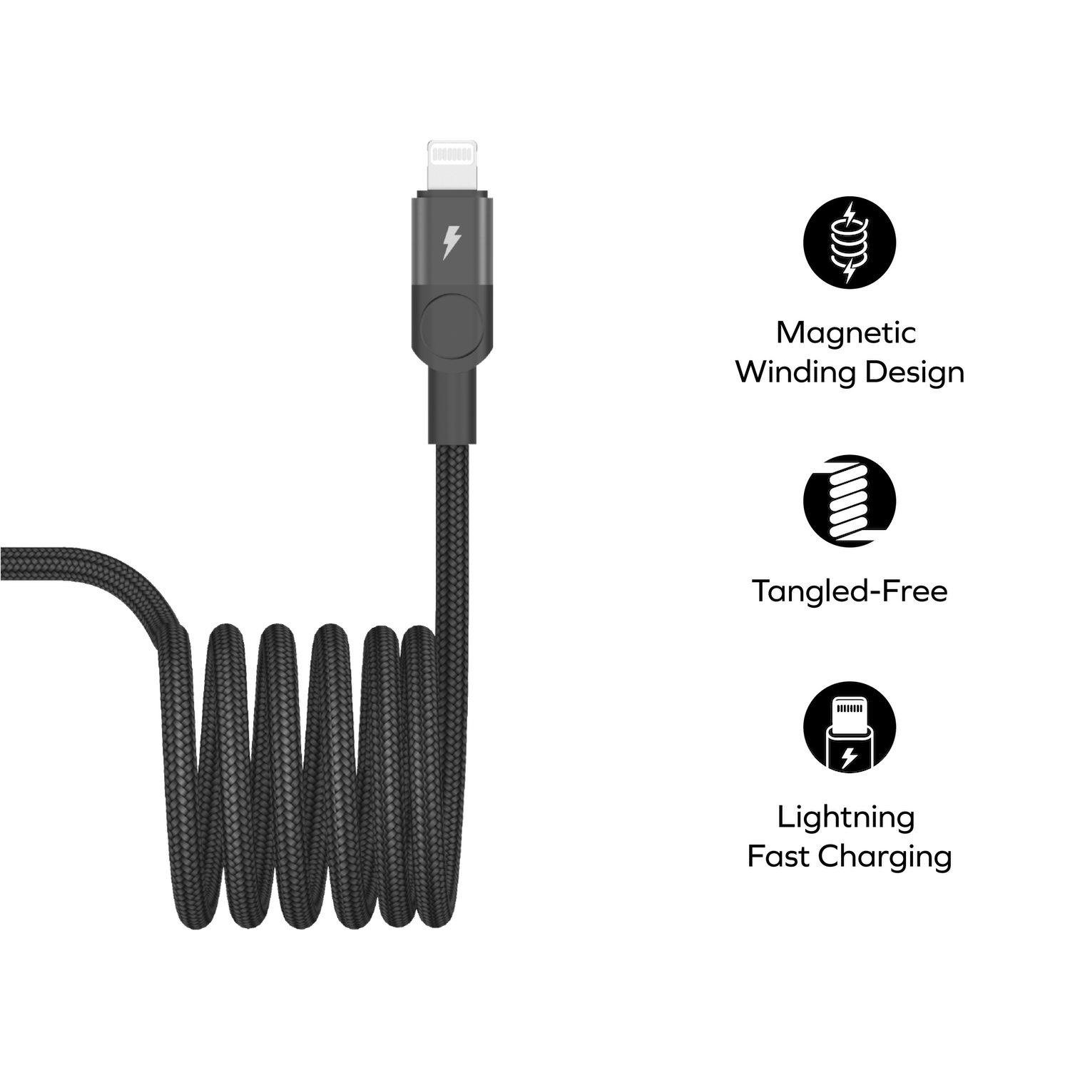 Momax Mag Link 60W Usb-C To Lightning Magnetic 2M Cable | Black