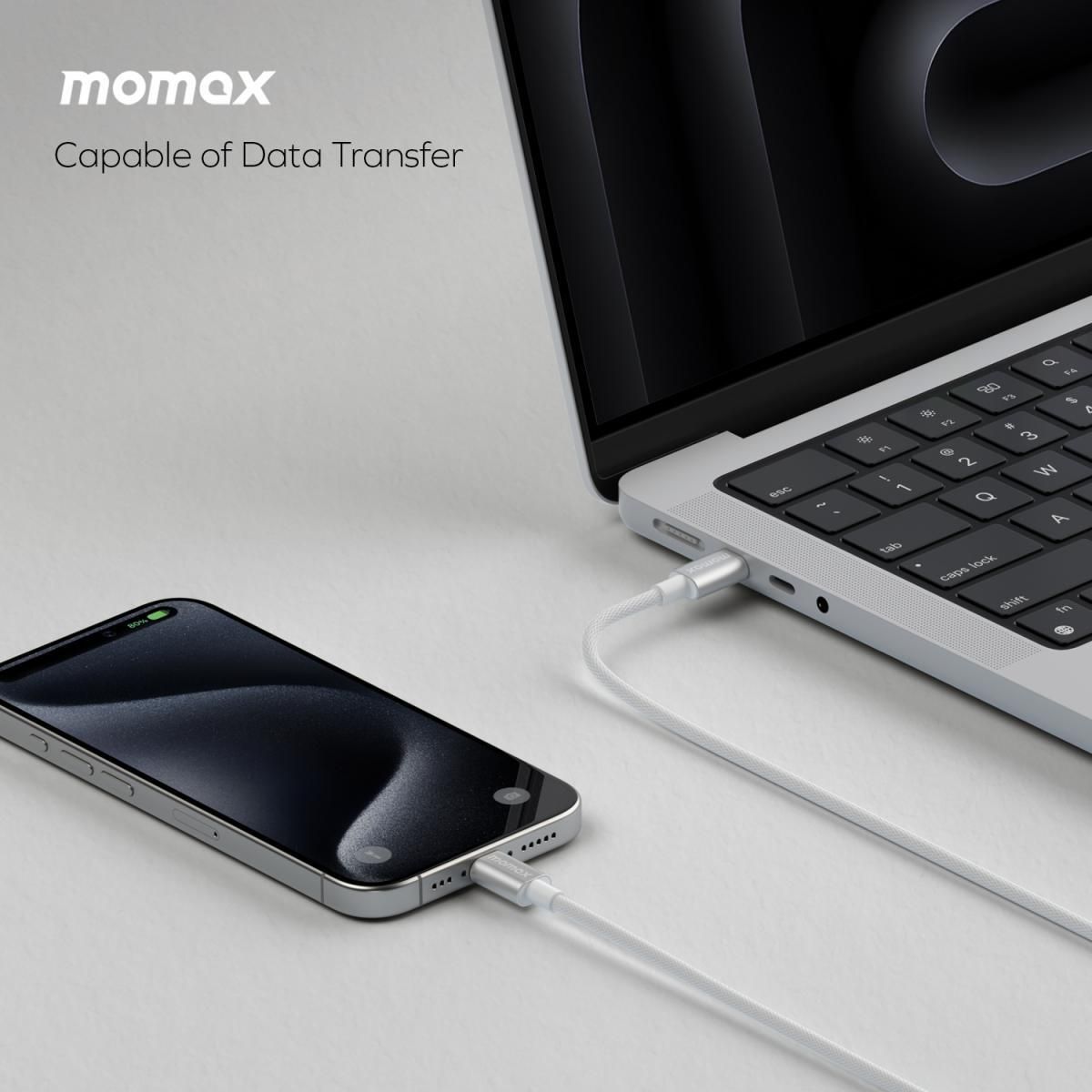 Momax Elite 60W USB-C Fast Charging Cable 0.5M | White
