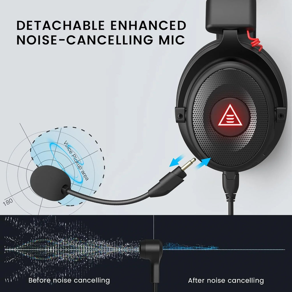 EKSA 2in1 Gaming Headset 7.1 Surround Sound With 3.5mm Jack | Black Red