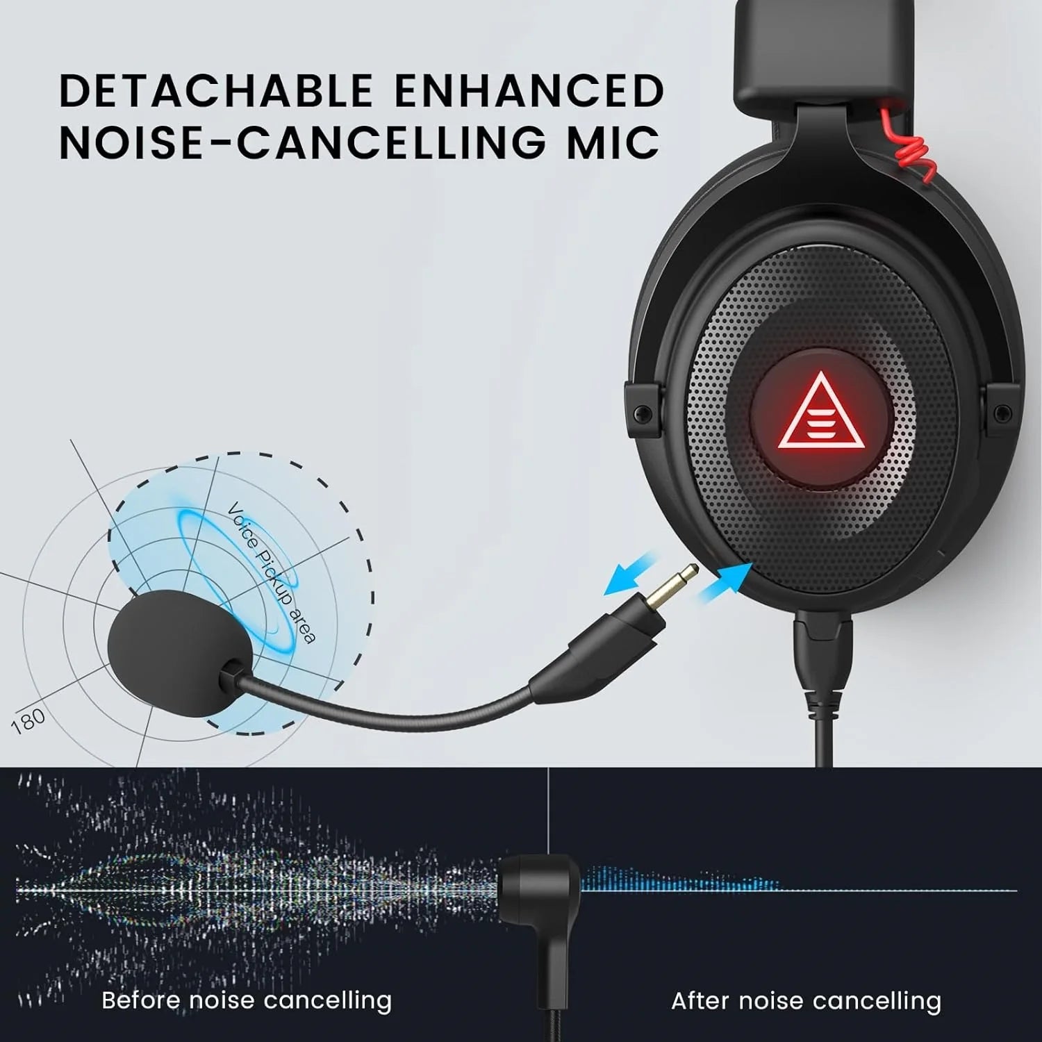 EKSA 2in1 Gaming Headset 7.1 Surround Sound With 3.5mm Jack | Black Red