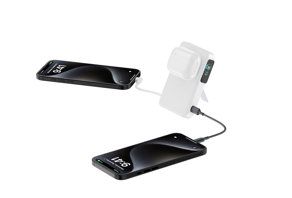 Asli Global Magcrest Flow 5-in-1 Magnetic 10000mAh PD Wireless Power Bank | White