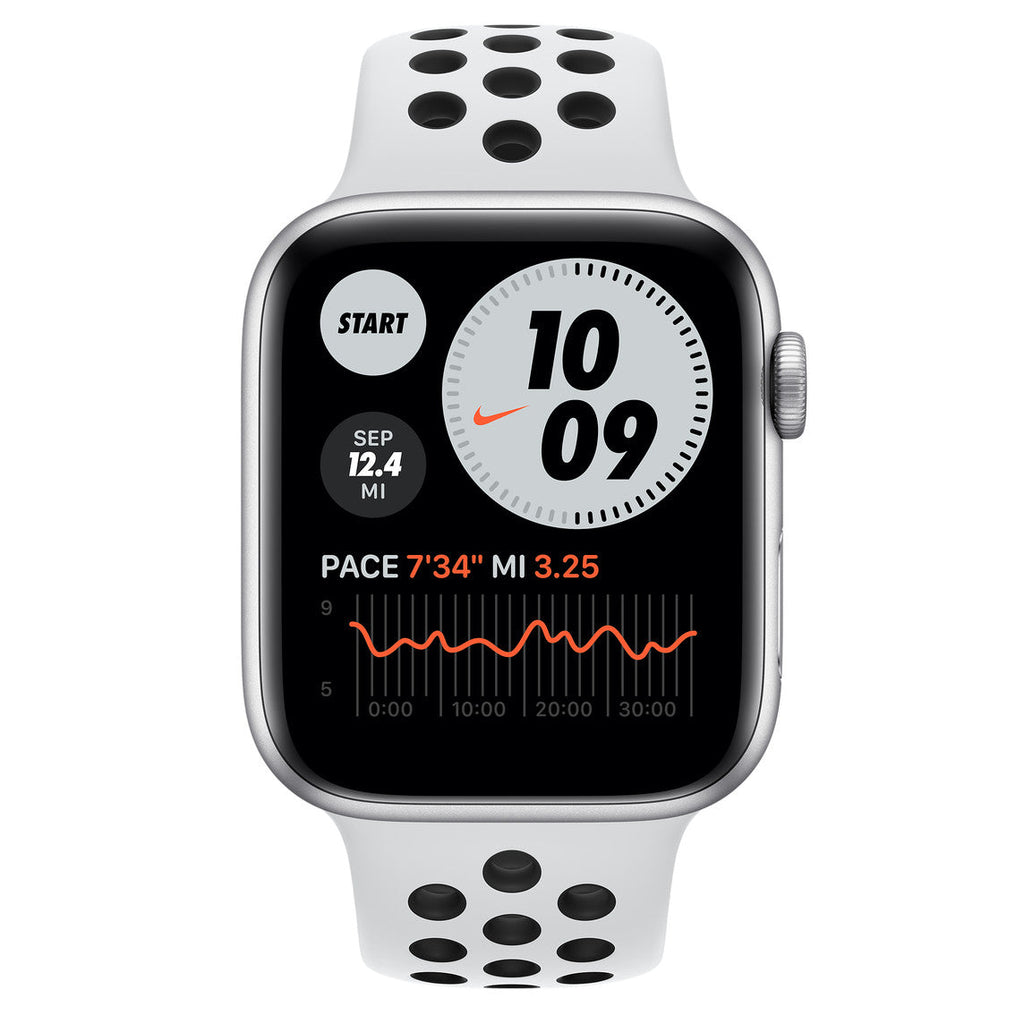 Apple Watch Nike Series 6 GPS + Cellular 44mm Silver Aluminium Case with Pure Platinum/Black Nike Sport Band - Regular