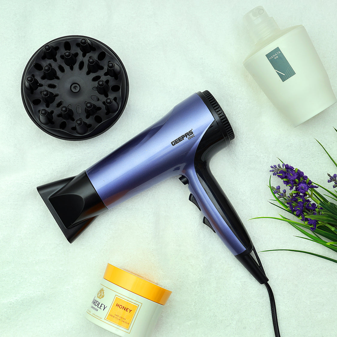 Geepas Compact Travel Hair Dryer – 1800W, 2 Speeds, 3 Heat Settings, Ionic & Cool Shot, Removable Filter