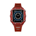 Luxuary Metal Case with Rubber Strap for 45mm Watch | Red
