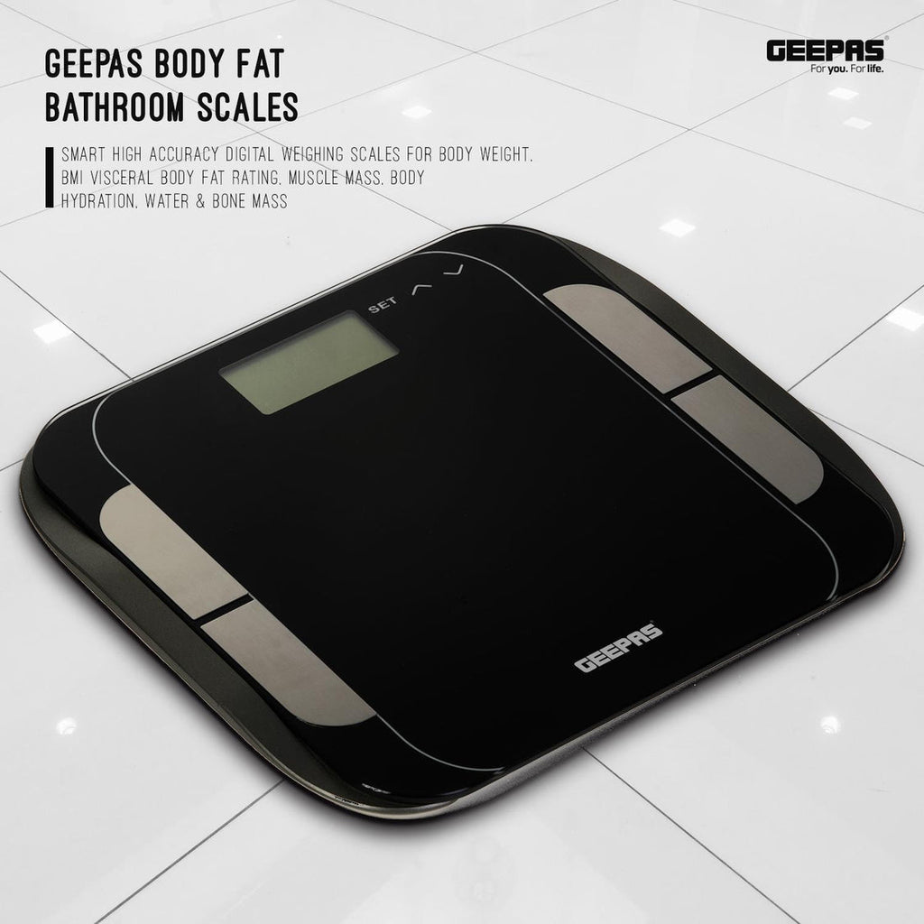 Geepas Digital Body Fat Scale, BIA, LCD, 180kg | Smart Measurement