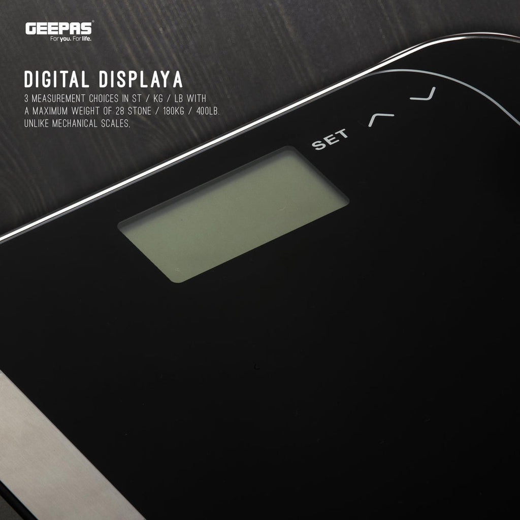 Geepas Digital Body Fat Scale, BIA, LCD, 180kg | Smart Measurement
