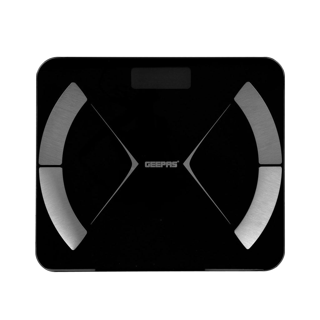 Geepas Smart Body Fat Scale â?? Bluetooth 5.0, 6mm Tempered Glass Platform, 15 Body Metrics, Fitdays App, Baby Scale Mode, 180kg Capacity, Auto On/Off