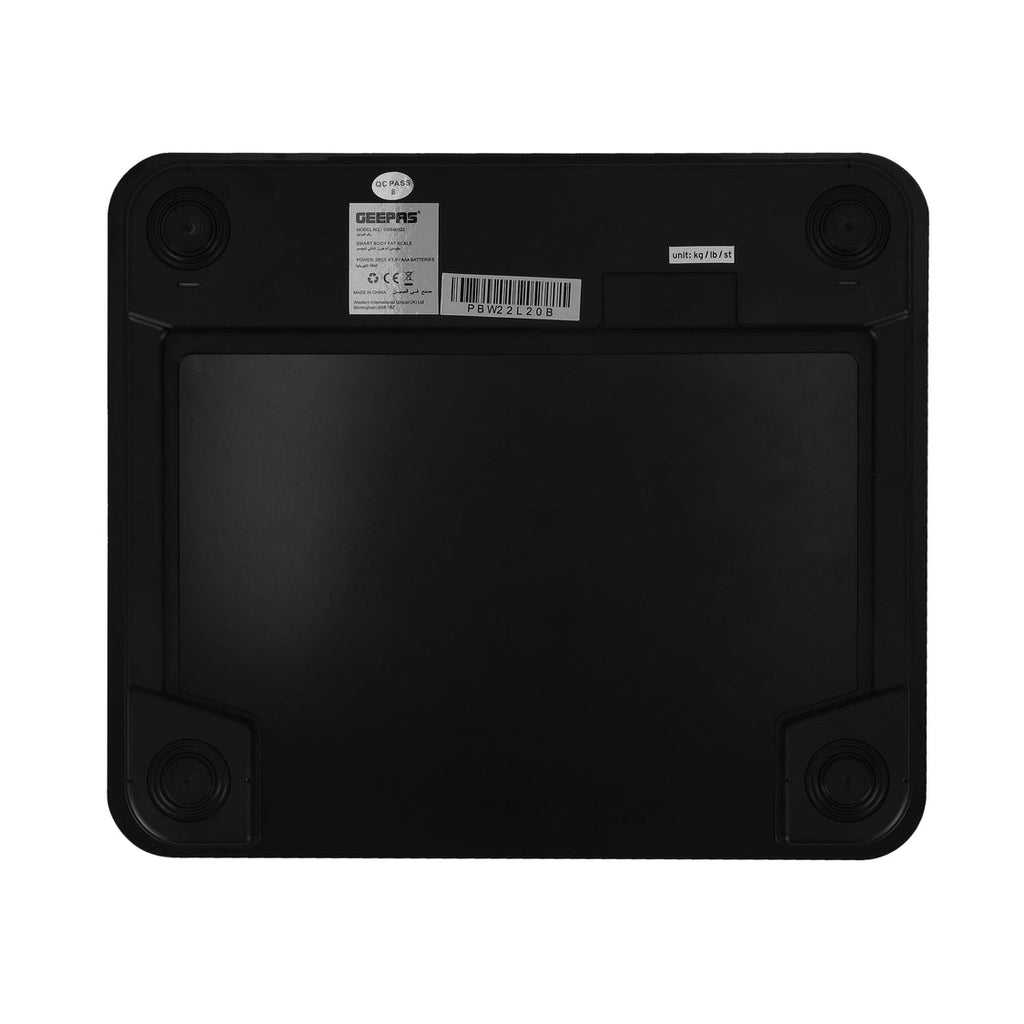Geepas Smart Body Fat Scale â?? Bluetooth 5.0, 6mm Tempered Glass Platform, 15 Body Metrics, Fitdays App, Baby Scale Mode, 180kg Capacity, Auto On/Off