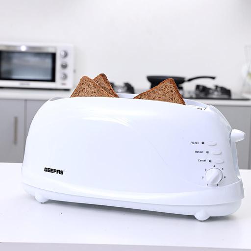 Geepas 4-Slice Bread Toaster | 1100W Power | Browning Control Settings| Cancel Function| Removable Crumb Tray| Cord Storage| Heat-Resistant Body