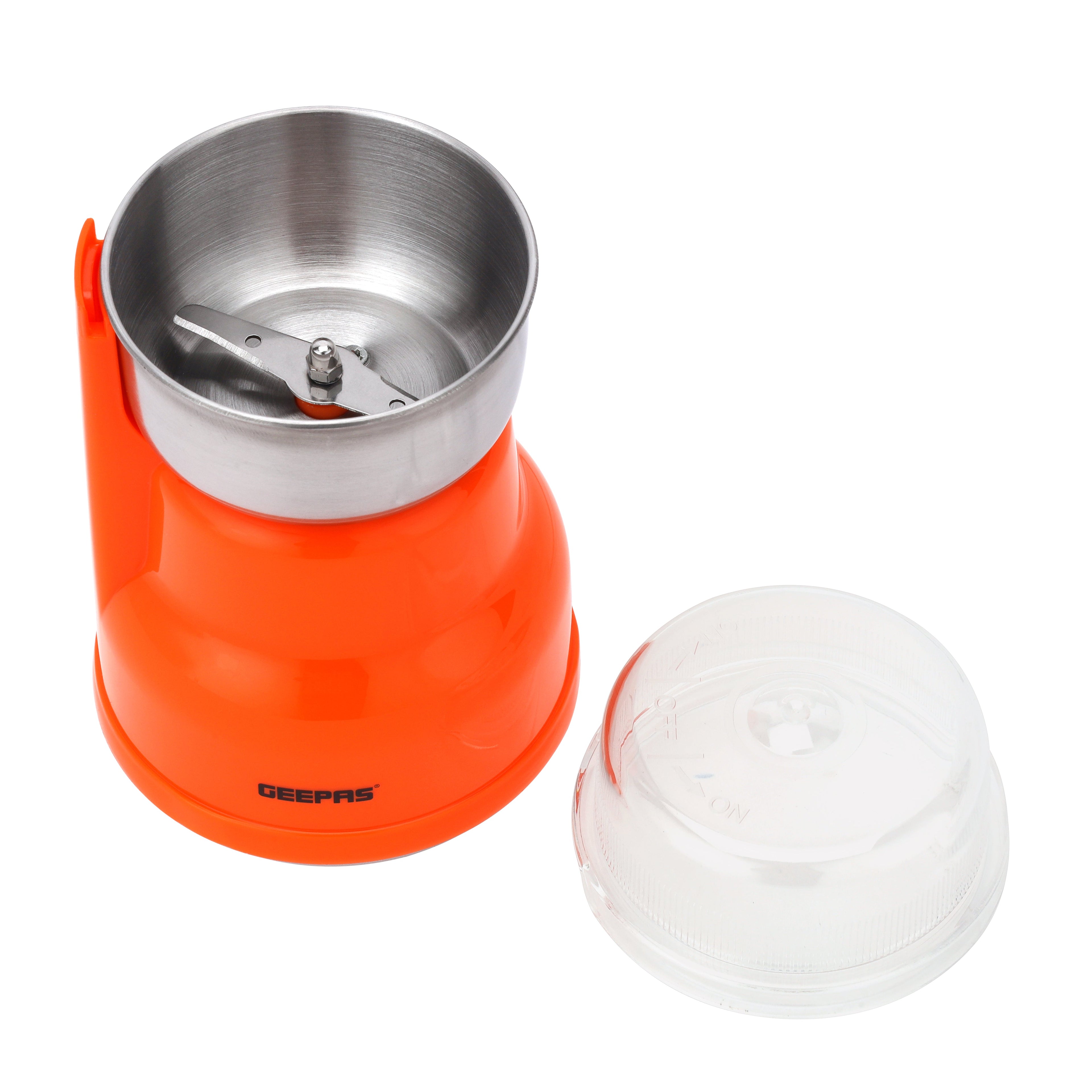 Geepas Coffee Grinder - 40g Capacity, 150W Powerful Motor, Durable Jar and Blade/Ergonomic Grip, Perfect for Grinding Coffee Beans /Orange