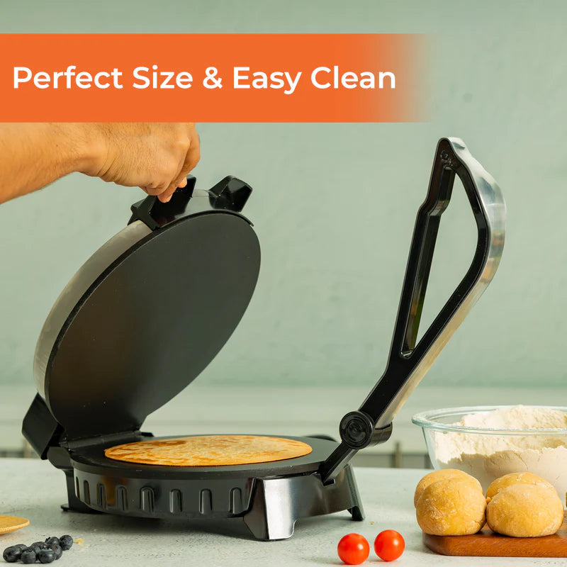 Geepas 10-Inch Chapathi Maker â?? 1200W Roti Maker, Non-Stick Plates, Automatic Temperature Control, Overheat Protection, Easy to Clean