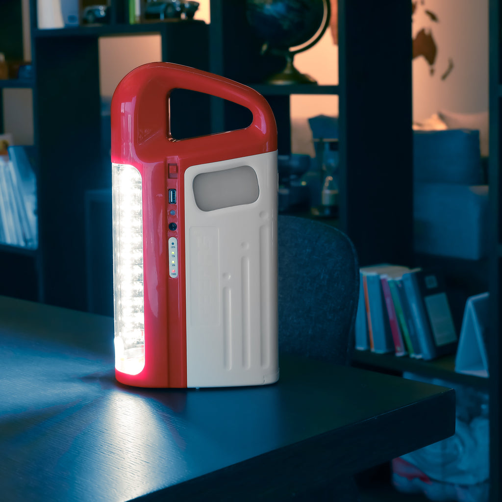 Geepas Solar Rechargeable Emergency Lantern | 44 Super Bright SMD LEDs| 60 Hours Working| Built-in 6V 4.5AH Battery| USB Power Bank Function