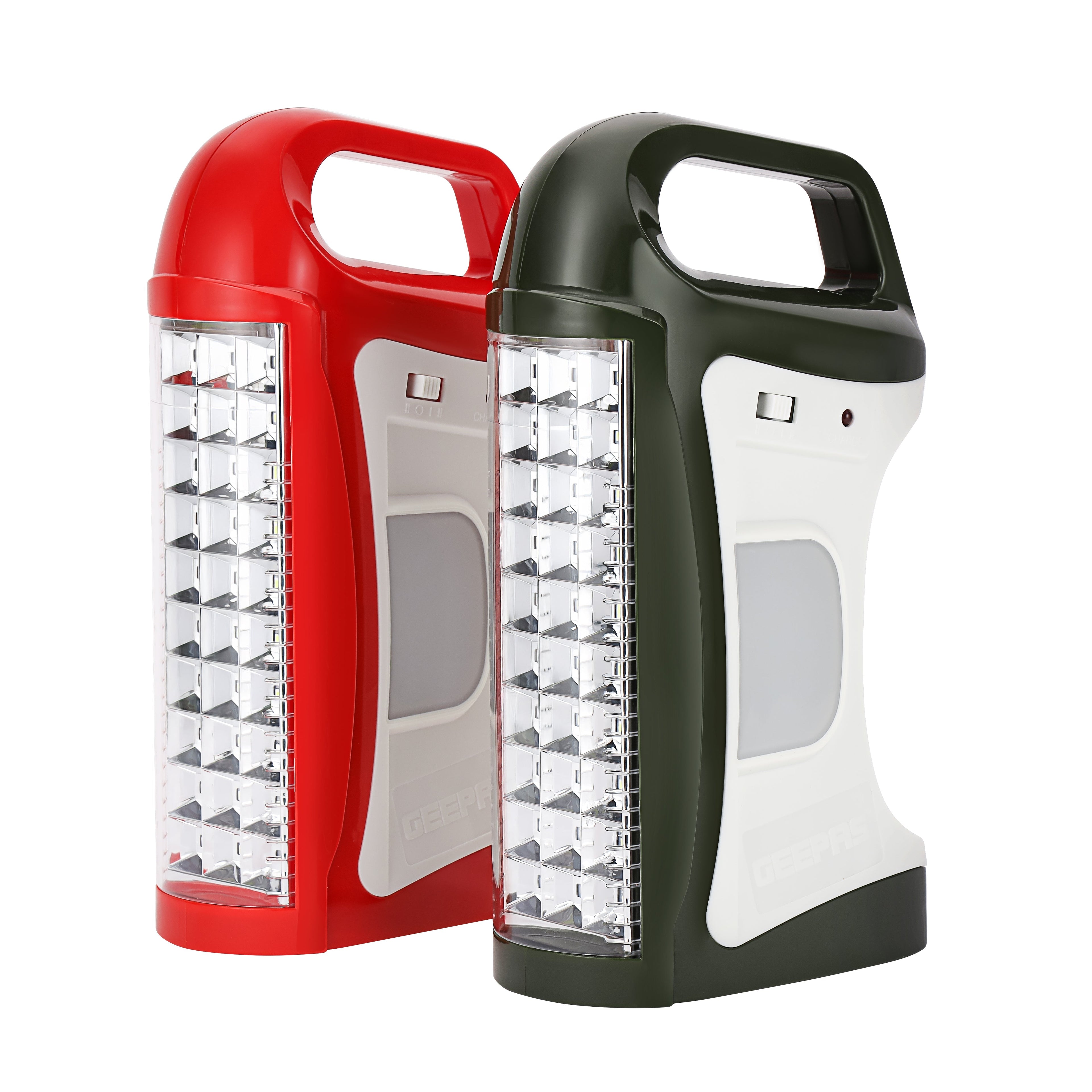 Geepas GE5566 Rechargeable 2PC LED Lantern | 60 Hours Working Time| Energy Efficient Dual-Side LEDs| Auto Power Failure Light| For Home & Outdoor Use