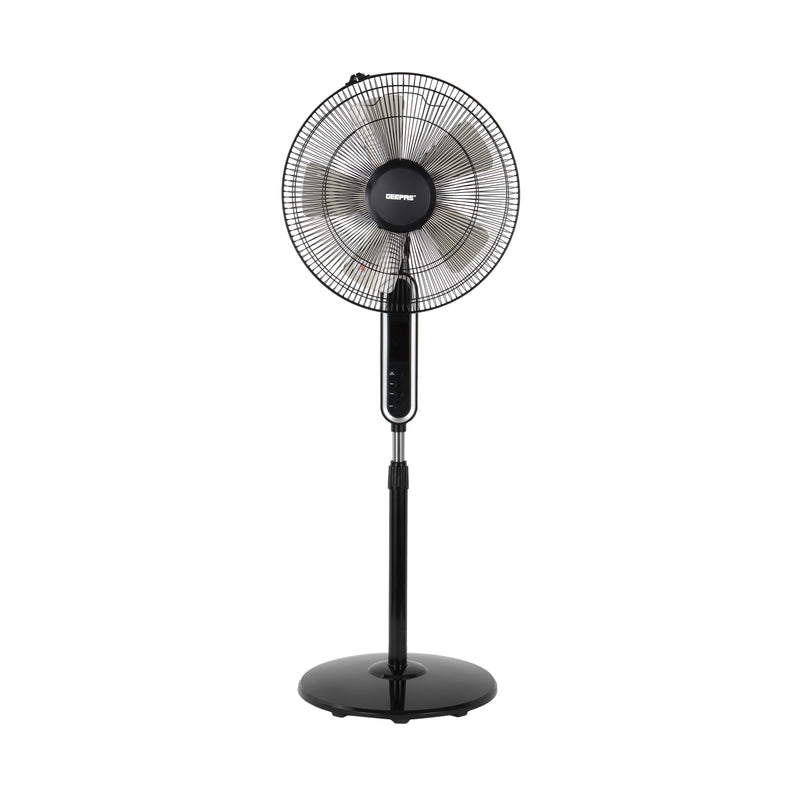 Geepas 16” Stand Fan with Remote Control – 60W, 3 Speed Settings, 5 Durable AS Blades, 7.5-Hour Timer, Wide Oscillation Function
