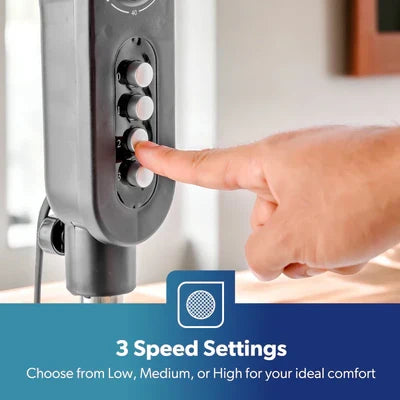 Geepas 16" Stand Fan, 3 Speeds, Adjustable Height | Quiet Cooling