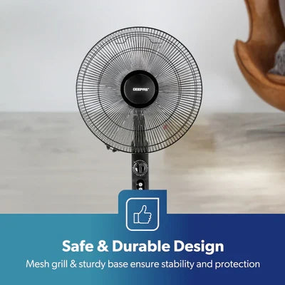 Geepas 16" Stand Fan, 3 Speeds, Adjustable Height | Quiet Cooling