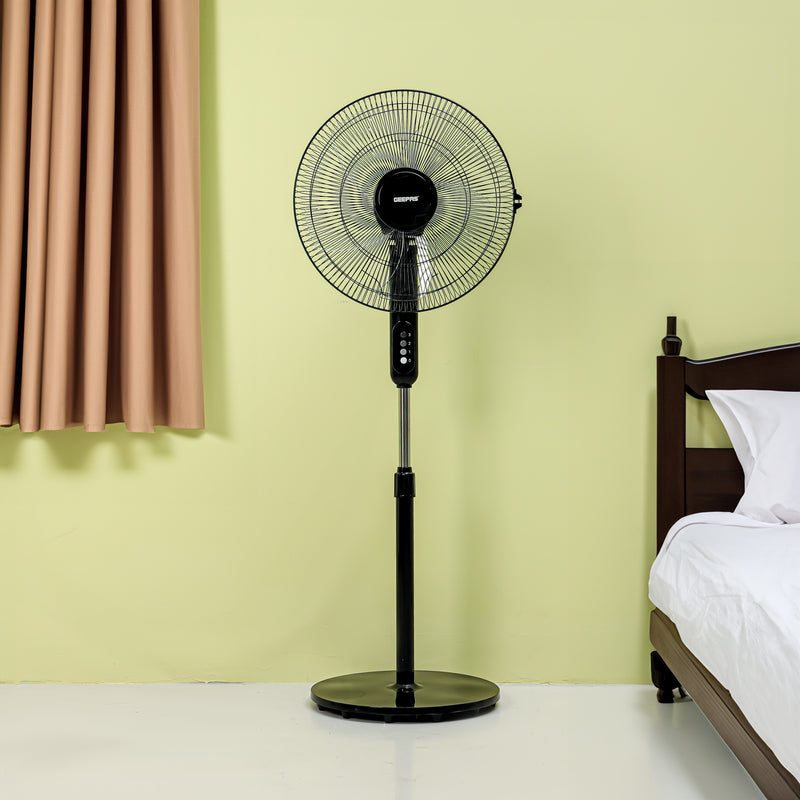 Geepas 16â?� Stand Fan â?? 50W Powerful Motor, 5 Blades, 3-Speed Control, Oscillation, Adjustable Height, Ideal for Home & Office