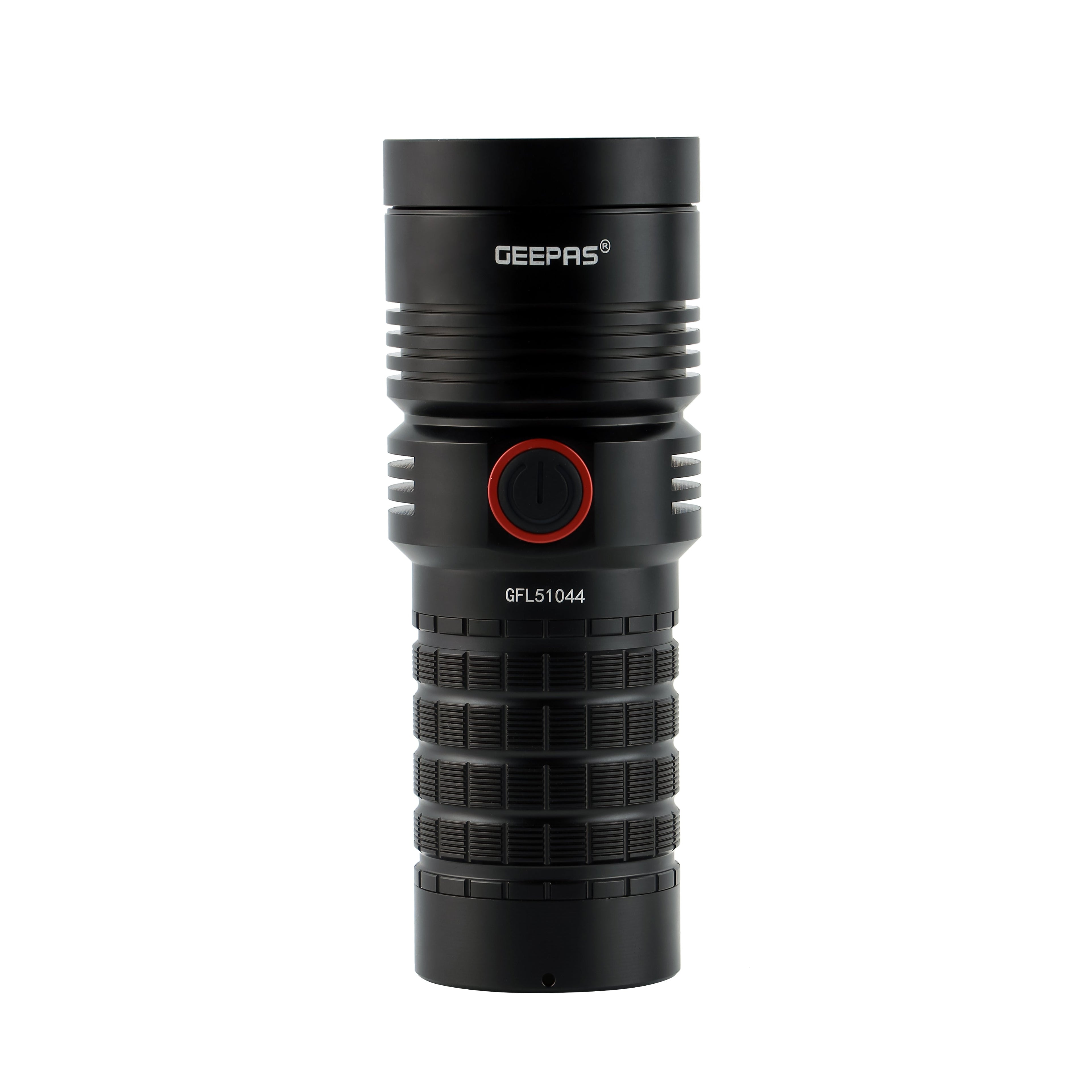 Geepas Waterproof LED Flashlight with Power Bank- GFL51044| Aluminum Housing with 25W High Power LED| 15 Hours Working Time with Power Reminder