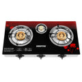 Geepas 3-Burner Gas Cooker GGC31012 â€“ Stainless Steel, Tempered Glass, Auto Ignition