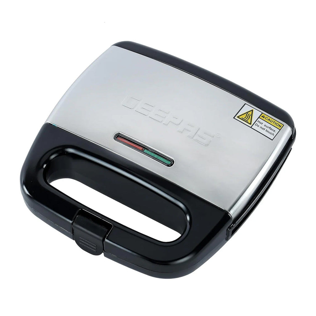 Geepas Stainless Steel Grill Maker – 750W, 2-Slice, Non-Stick Plates