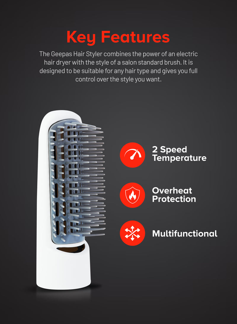Geepas 700W 2-in-1 Hair Dryer & Straightener | Thermal Brush