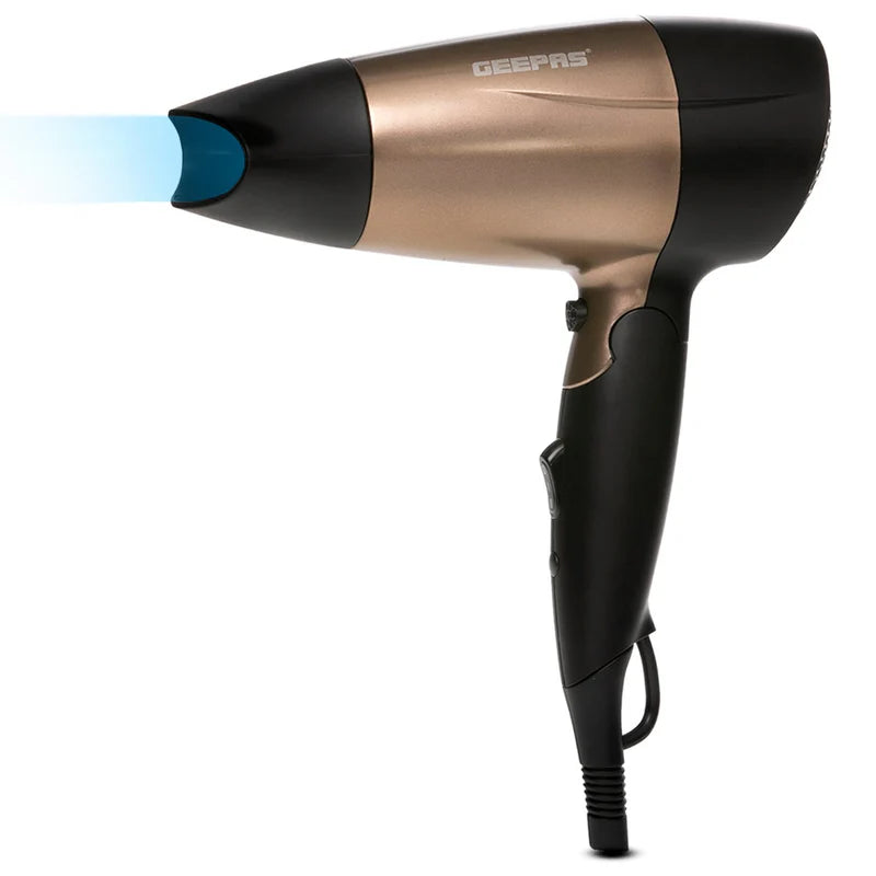 Geepas Mini Travel Hair Dryer â€“ 1600W | 2 Speeds, 2 Heat Settings | Foldable