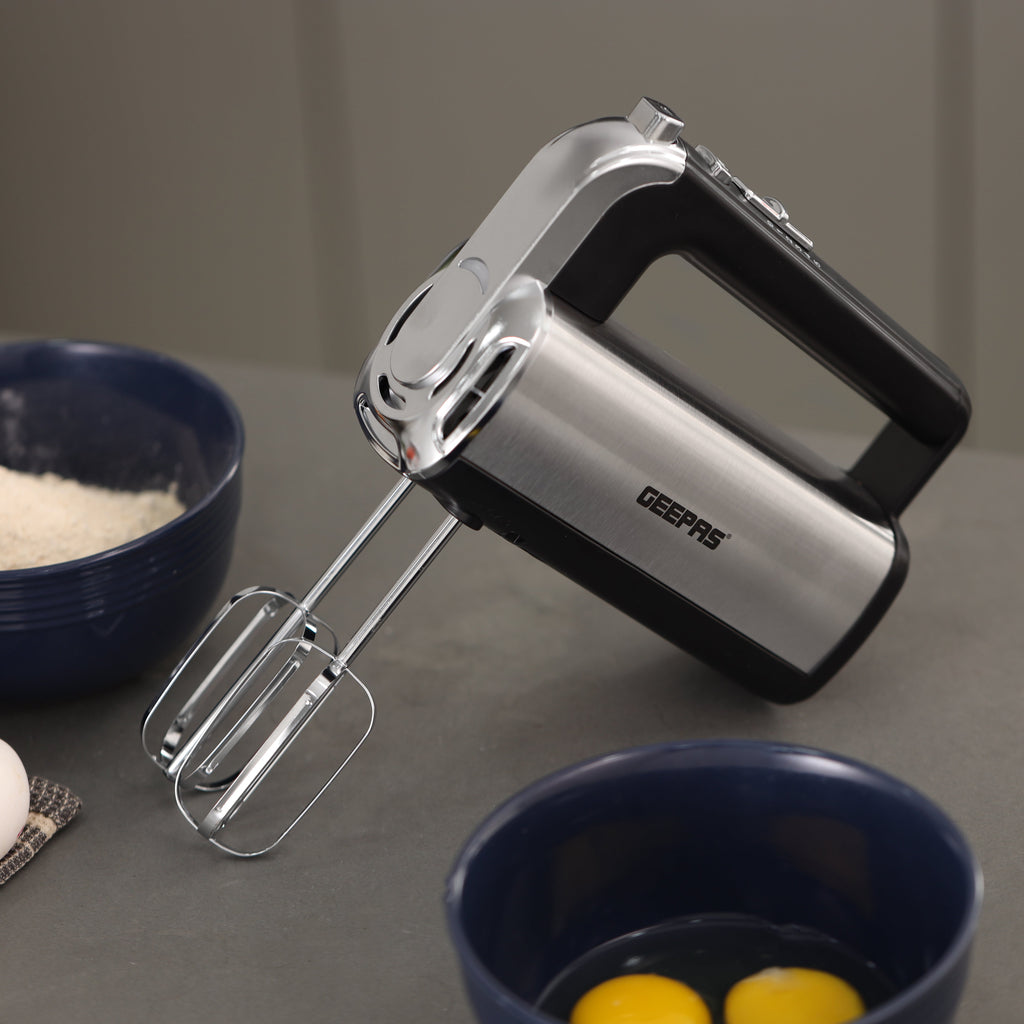 Geepas Hand Mixer 400W â€“ 5 Speeds, Turbo, Stainless Steel Beaters, Lightweight & Easy to Use