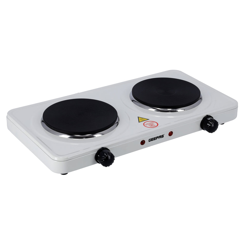 Geepas Electric Double Hot Plate GHP32014 â€“ 2000W, Adjustable Temp, Cast Iron Plate, Overheat Protection, Portable