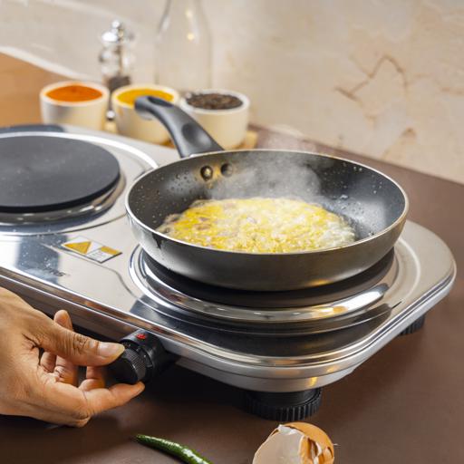 Geepas Double Hot Plate â?? 2500W, Dual Solid Plates, Adjustable Temp, Auto Thermostat, Overheat Protection